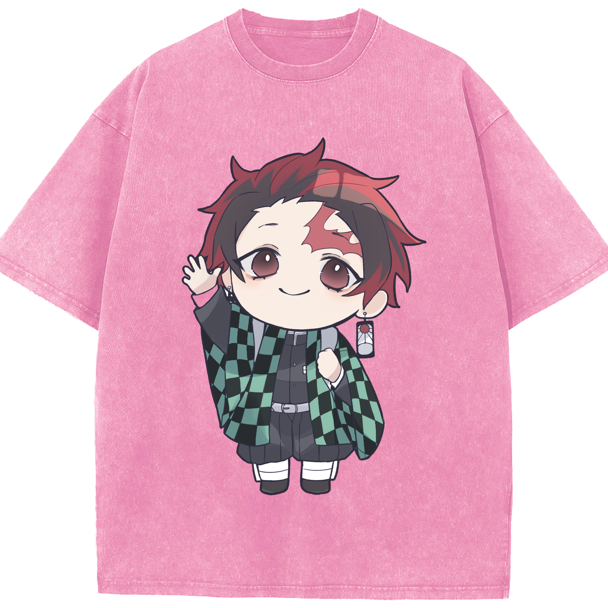 （画像用） 鬼滅の刃 竈門 炭治郎／かまど たんじろう Kamado Tanjirou 綿100% ヴィンテージ風 半袖Tシャツ（フロントプリント）